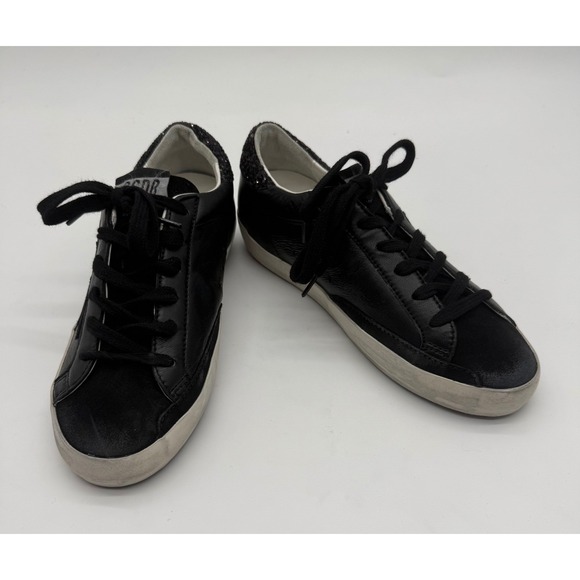 New! GOLDEN GOOSE Super-Star Low Top Sneaker Black Sz 37 US 7 $595 - Picture 9 of 15